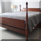 F28. Henkel Harris mahogany king size four poster bed. Includes mattress. - $750 